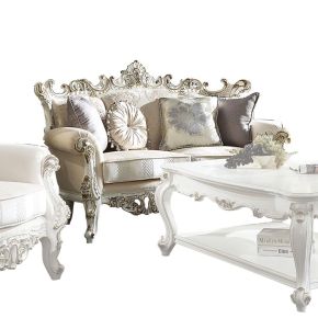 ACME 53461 Picardy II - Loveseat With 4 Pillows - Fabric & Antique Pearl