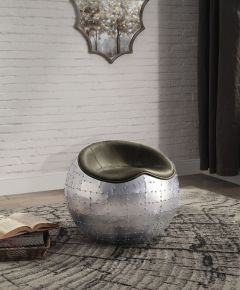 ACME 59839 Brancaster - Ottoman - Antique Emerald Top Grain Leather & Aluminum