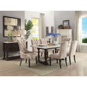 ACME 60820 Gerardo - Dining Table - White Marble & Weathered Espresso - 31"