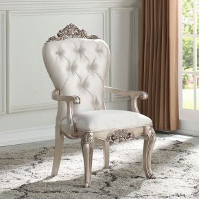 ACME 67443 Gorsedd - Arm Chair (Set of 2) - Cream Fabric & Golden Ivory