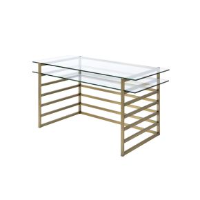 ACME 92535 Shona - Writing Desk - Clear Glass Top & Antique Gold