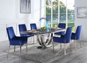 ACME DN00222 Cambrie - Side Chair (Set of 2) - Blue Velvet & Mirrored Silver Finish