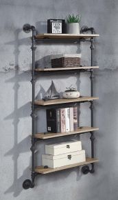 ACME AC00738 ACME AC00738 Brantley - Wall Rack With 5 Shelves - Oak & Sandy Black