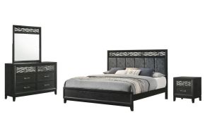 New Classic 00-1655-14N Obsidian - 6/6 Eastern King 4 Piece Bedroom Set (Bed & Dresser & Mirror & Nightstand) - Black