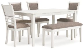 Signature Design by Ashley® D423-325 Erinberg - Dining Room Table Set (Set of 6) - Antique White