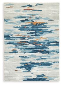 Signature Design by Ashley® R407041 Vinlett - 8' x 10' Washable Rug - Cream / Blue / Brown