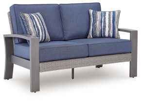 Signature Design by Ashley® PCP418-835 Half Moon Beach - Loveseat With Cushion - Blue / Gray