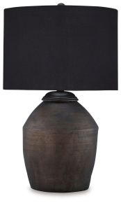 Ashley Furniture L100804 Naareman - Terracotta Table Lamp - Metallic Black