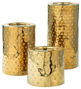 Ashley Furniture A2000461 Marisa - Gold Finish - Candle Holder Set (Set of 3)