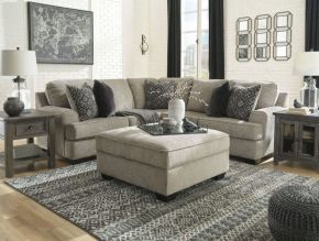 Signature Design by Ashley® 56103/48/56/11 Bovarian - 3 Pc. - Left Arm Facing Sofa with Corner Wedge 2 Pc Sectional, Ottoman - Stone