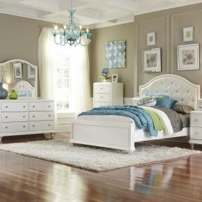 Liberty Furniture 710-YBR-FPBDM Stardust - 3 Piece Bedroom Set (Full Panel Bed, Dresser & Mirror) - White