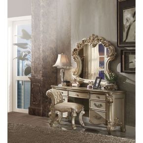 ACME 23007 Vendome - Vanity Desk - Gold Patina & Bone