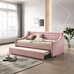 ACME 39380 Lianna - Twin Daybed With Trundle - Pink Velvet