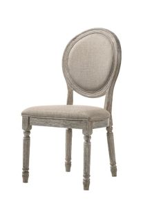 ACME 77187 Faustine - Side Chair (Set of 2) - Tan Fabric & Salvaged Light Oak