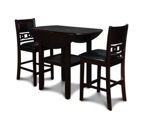 New Classic D1701-42S-EBY Gia - 3 Piece Dining Set (Counter Drop Leaf Table & 2 Chairs) - Ebony