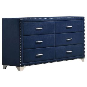 CoasterEveryday 223373 Melody - 6-Drawer Upholstered Dresser - Pacific Blue