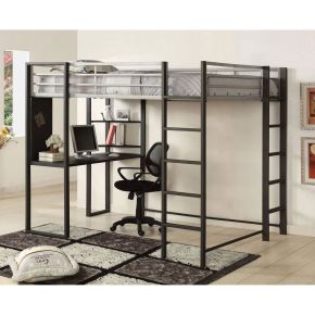 Furniture of America CM-BK1098F Sherman - Full Bed With Workstation - Silver / Gun Metal
