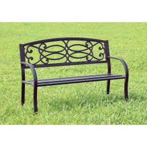 Furniture of America CM-OB1808 Potter - Patio Steel Bench - Black