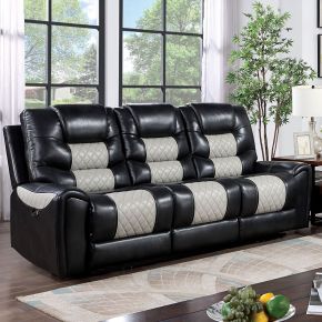Furniture of America CM6080-SF-PM Leipzig - Power Sofa - Black / Light Gray