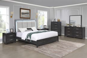 New Classic 00-6555-36N Odessa - 5/0 Queen 6 Piece Bedroom Set (Bed & Dresser & Mirror & Chest & 2 Nightstands) - Dark Gray