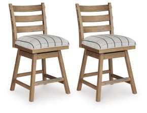 Benchcraft® D858-224 Ridgester - Upholstered Swivel Barstool (Set of 2) - Light Brown
