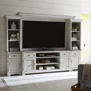 Liberty Furniture 303W-ENTW-ECP Ocean Isle - Entertainment Center With Piers - White