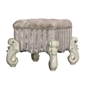 ACME 21138 ACME 21138 Versailles - Vanity Stool - Ivory Fabric & Bone White