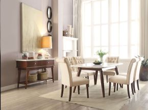 ACME 72820 Gasha - Dining Table - White Marble Top & Walnut