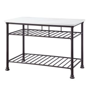 ACME 98941 Freyja - Kitchen Island - White Cultured Marble Top & Gray