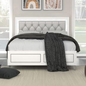 ACME BD00644Q Casilda - Queen Bed With LED - Gray Synthetic Leather & White