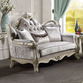 ACME LV03821 Libertee - Loveseat With 3 Pillows - Beige Fabric & Champagne