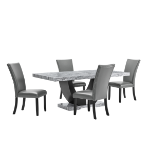 New Classic 40-3765-D4C Lyra - Dining Table & 4 Chairs - Gray