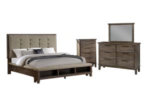 New Classic 00-594G-34C Cagney - 5/0 Queen 4 Piece Bedroom Set (Bed & Dresser & Mirror & Chest) - Vintage