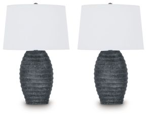 Signature Design by Ashley® L243684 Caronick - Poly Table Lamp (Set of 2) - Antique Silver Finish