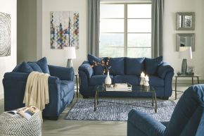 Signature Design by Ashley® 75007/38/35/25 Darcy - Blue - 3 Pc. - Sofa, Loveseat, Rocker Recliner