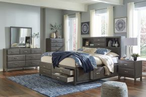 Signature Design by Ashley® B476/31/36/65/64/98 Caitbrook - Gray - 5 Pc. - Dresser, Mirror, Queen Storage Bed With 8 Drawers