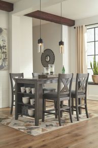 Signature Design by Ashley® D388/13/124(4) Caitbrook - Gray - 5 Pc. - Counter Table, 4 Upholstered Barstools
