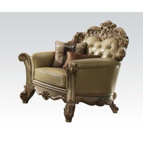 ACME 53002 Vendome - Chair - Bone PU & Gold Patina