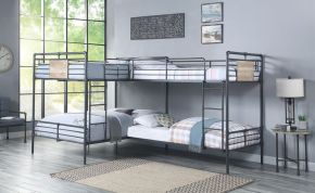 ACME BD00365 Cordelia - Twin Over Full Bunk Bed - Sandy Black, Dark Bronze Hand-Brushed Finish