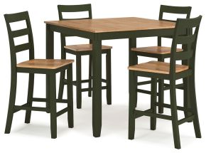 Signature Design by Ashley® D401-223 Gesthaven - Dining Room Counter Table Set (Set of 5) - Natural / Green