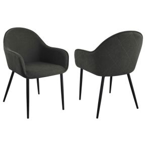 Coaster Fine Furniture 115593 Emma - Fabric Upholstered Dining Arm Chair (Set of 2) - Charcoal