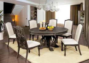 Furniture of America CM3150RT Arcadia - Round Dining Table - Rustic Natural Tone / Ivory