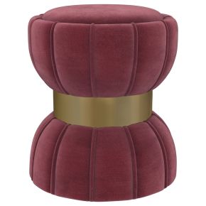 Coaster Fine Furniture 910290 Sora - Round Upholstered Ottoman - Berry