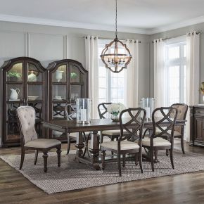 Liberty Furniture 765-DR-A7TRS Provence Park - 7 Piece Trestle Table Set - Brown