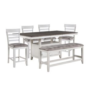 New Classic 40-7522-C4CB New Classic 40-7522-C4CB Richland - Counter Table With 4 Chairs And 1 Bench - White
