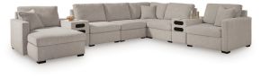 Benchcraft® 68605S41 ModMax Luxe - 8-Piece Sectional With LAF Corner Chaise And Audio Consoles - Flint