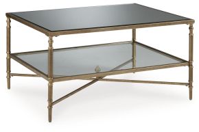 Signature Design by Ashley® T440-1 Cloverty - Aged Gold Finish - Rectangular Cocktail Table