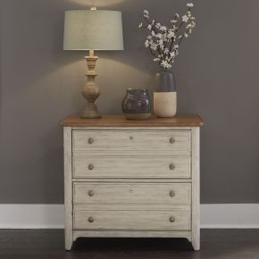 Liberty Furniture 652-HO146 Farmhouse Reimagined - Lateral File - Antique White / Chestnut Tops