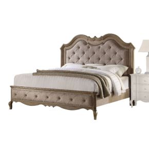 ACME 26047EK Chelmsford - Eastern King Bed - Beige Fabric & Antique Taupe