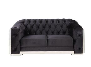 ACME LV00297 Pyroden - Loveseat - Black Velvet & Chrome Finish